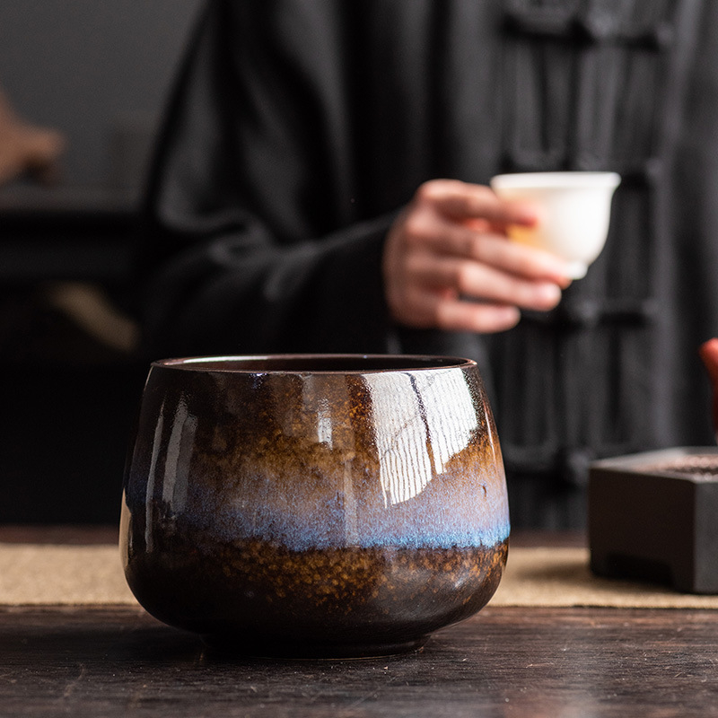 Accesorii vintage Gongfu pentru ceai: recipient pentru resturi de ceai, cană de spălare a ceaiului, depozitare pentru cești, recipient mare de apă, găleată pentru apă uzată