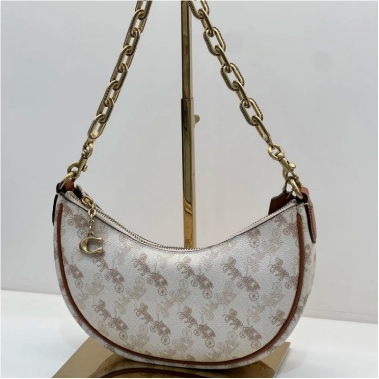 Koujia Mira luksuzna ženska torbica s otiskom kočije, lančani remen preko jednog ramena, oblik polumjeseca, mala crossbody torbica