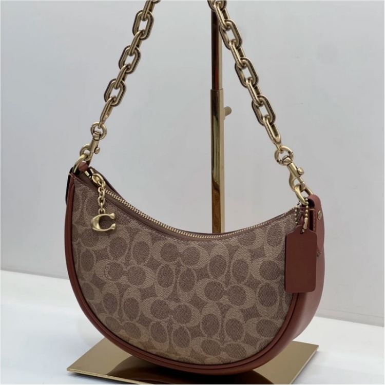 Koujia Mira luksuzna ženska torbica s otiskom kočije, lančani remen preko jednog ramena, oblik polumjeseca, mala crossbody torbica