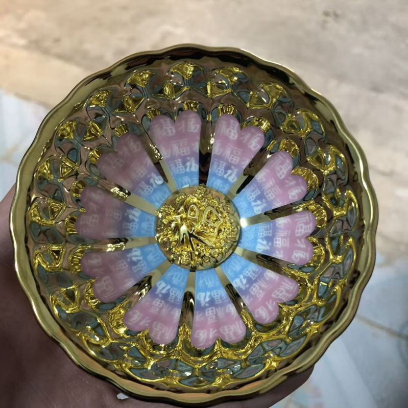 Ceașă de ceai din porțelan placat cu aur, cu motiv păun și lotus în șapte culori, vesela de ceai premium