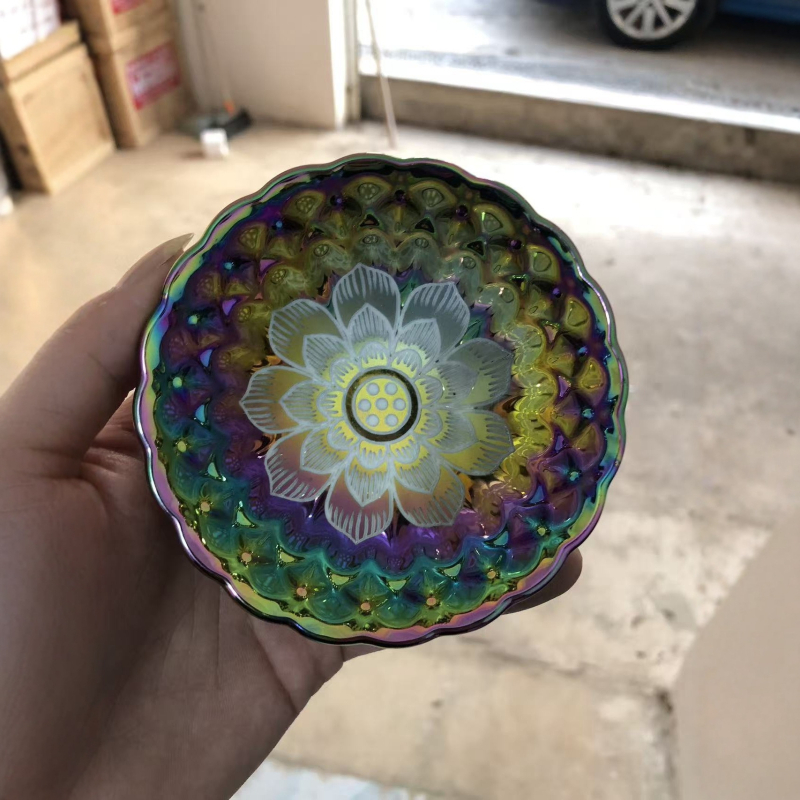 Ceașă de ceai din porțelan placat cu aur, cu motiv păun și lotus în șapte culori, vesela de ceai premium