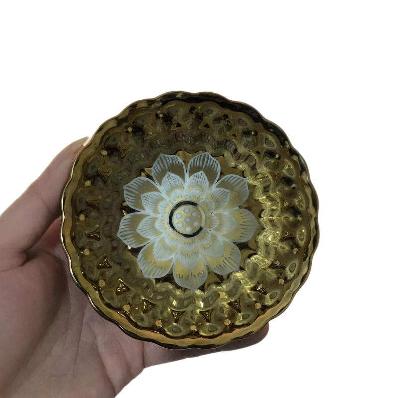 Ceașă de ceai din porțelan placat cu aur, cu motiv păun și lotus în șapte culori, vesela de ceai premium