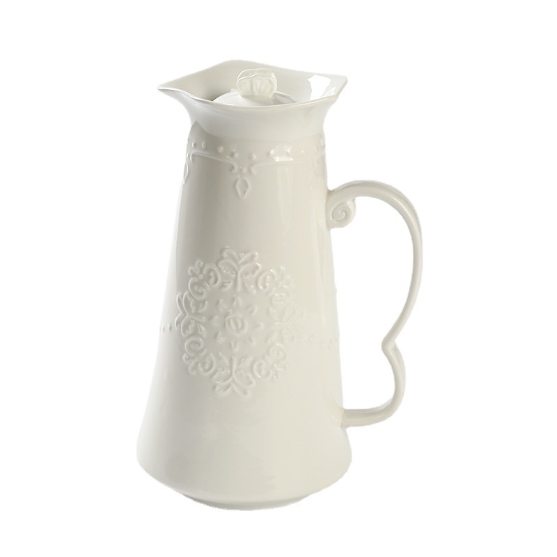 Set ceainic ceramic gravat în stil european, capacitate mare - include ceainic și căni de cafea