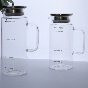 Ceainic din sticlă borosilicat rezistent la temperatură, cu scară de măsurare, pentru ceai și băuturi reci