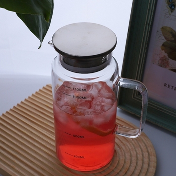 Ceainic din sticlă borosilicat rezistent la temperatură, cu scară de măsurare, pentru ceai și băuturi reci