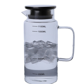 Ceainic din sticlă borosilicat rezistent la temperatură, cu scară de măsurare, pentru ceai și băuturi reci