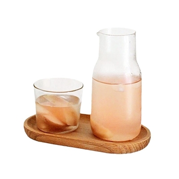 Sticlă borosilicată înaltă pentru o singură persoană: ceainic pentru apă rece, o oală și o ceașcă, cu capac, recipient de suc din sticlă