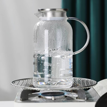 Cană de apă rece pentru uz casnic, din sticlă borosilicat, capacitate mare, cu mâner, pentru sucuri și băuturi