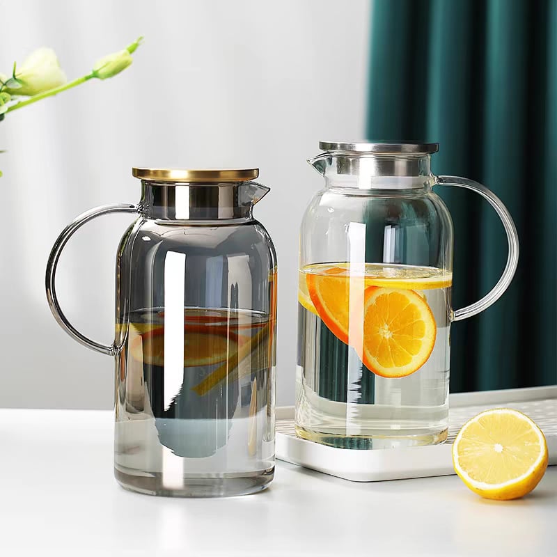 Cană de apă rece pentru uz casnic, din sticlă borosilicat, capacitate mare, cu mâner, pentru sucuri și băuturi
