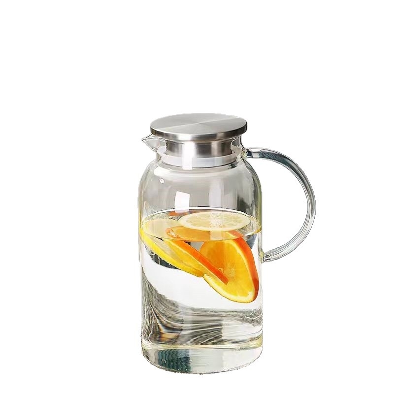 Cană de apă rece pentru uz casnic, din sticlă borosilicat, capacitate mare, cu mâner, pentru sucuri și băuturi