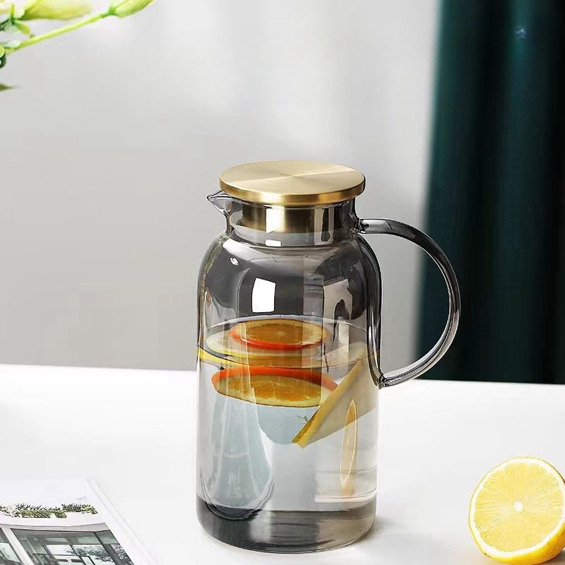 Cană de apă rece pentru uz casnic, din sticlă borosilicat, capacitate mare, cu mâner, pentru sucuri și băuturi