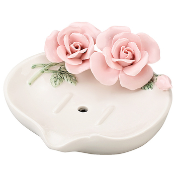 Sapunieră ceramică cu design floral și drenaj, decor de baie și spațiu de depozitare