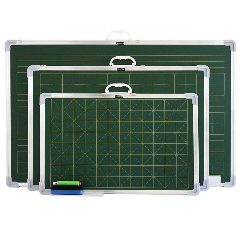 Tablă mică mobilă cu model de grilă și tablă magnetică albă, față dublă, suprafață verde pentru uz casnic