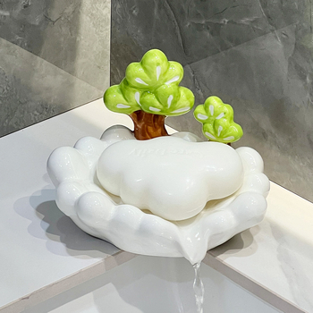 Suport ceramic pentru săpun cu drenaj pentru baie
