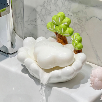 Suport ceramic pentru săpun cu drenaj pentru baie