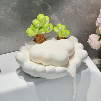 Suport ceramic pentru săpun cu drenaj pentru baie