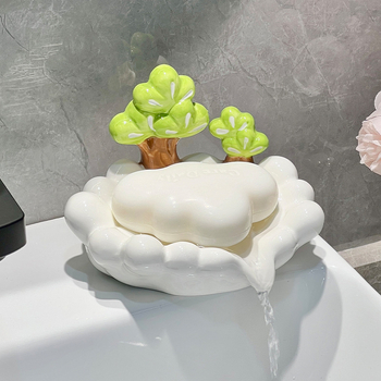 Suport ceramic pentru săpun cu drenaj pentru baie