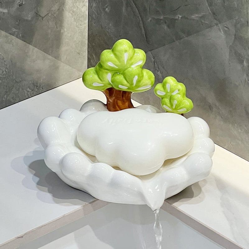 Suport ceramic pentru săpun cu drenaj pentru baie