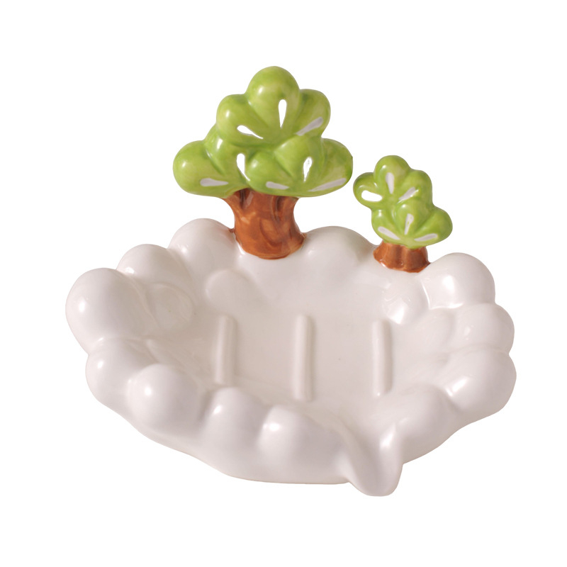 Suport ceramic pentru săpun cu drenaj pentru baie