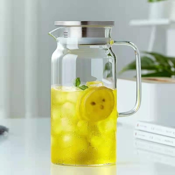 Ceainic din sticlă borosilicată rezistentă la căldură, cu filtru, capacitate mare pentru sucuri și băuturi reci