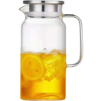 Ceainic din sticlă borosilicată rezistentă la căldură, cu filtru, capacitate mare pentru sucuri și băuturi reci