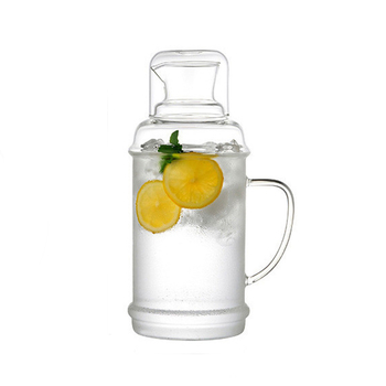 Recipient din sticlă borosilicată cu capac, mare capacitate, pentru băuturi reci, infuzii, stil vintage