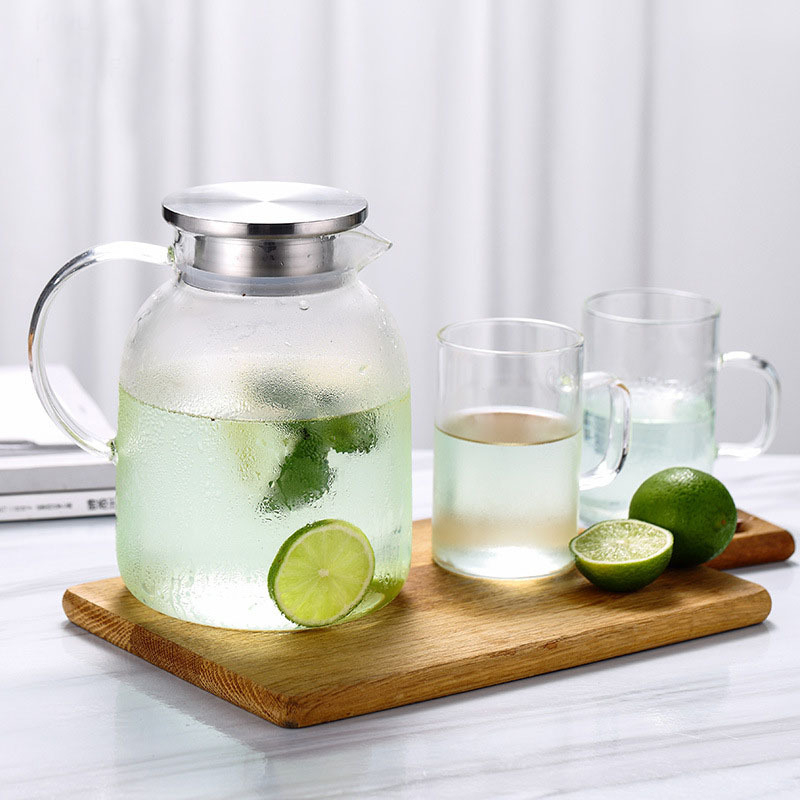Sticlă din borosilicat pentru apă rece, cu capacitate mare, infuzor pentru suc, ceainic pentru uz casnic