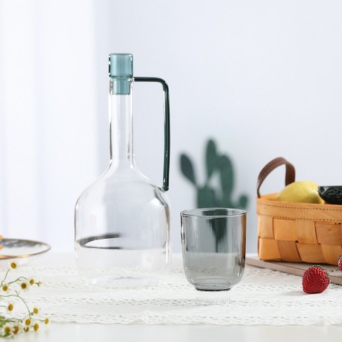 Set de băuturi din sticlă, stil european modern, eco-friendly — pahare rezistente la temperatură pentru suc, set de pahare și cană pentru apă rece, pentru băuturi reci