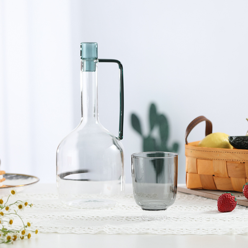 Set de băuturi din sticlă, stil european modern, eco-friendly — pahare rezistente la temperatură pentru suc, set de pahare și cană pentru apă rece, pentru băuturi reci