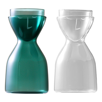 Set carafe din sticlă transparentă, colorată, rezistentă la temperaturi înalte, cu pahare pentru apă rece