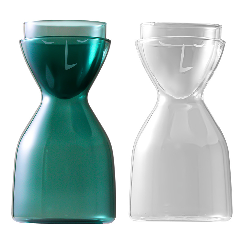 Set carafe din sticlă transparentă, colorată, rezistentă la temperaturi înalte, cu pahare pentru apă rece