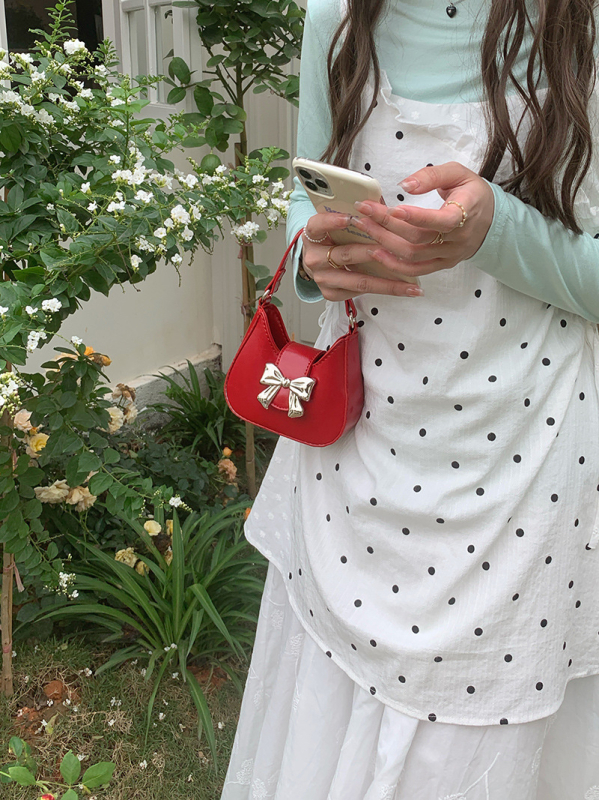 Mini torbica s mašnicom i lancem, crossbody za svakodnevnu upotrebu