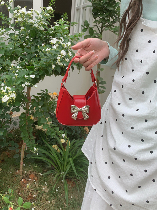 Mini torbica s mašnicom i lancem, crossbody za svakodnevnu upotrebu
