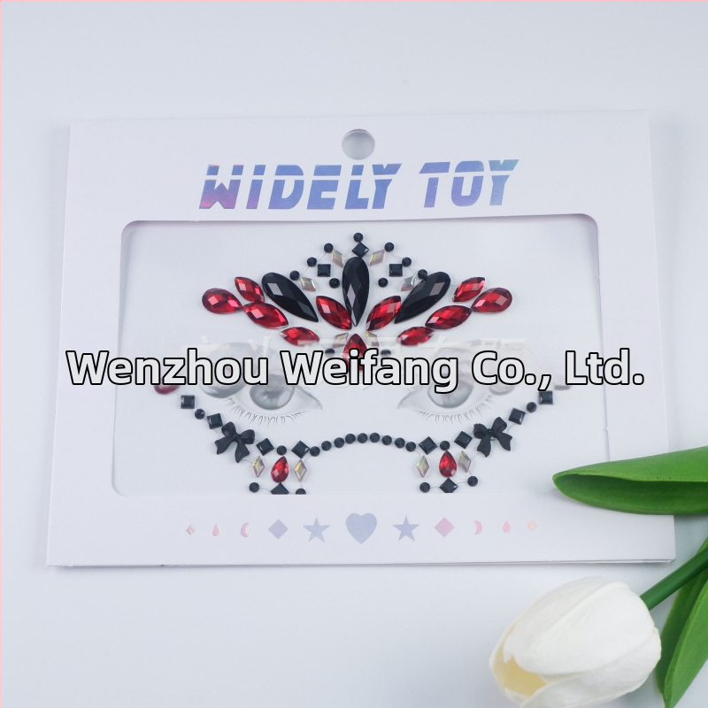 Sada tetovacích nálepiek na tvár s kryštálmi z živice, nálepky na oči a obočie pre maškarný ples