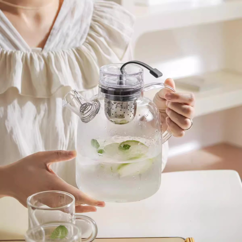 Ceainic din sticlă pentru infuzarea ceaiului, compatibil cu plitele electrice ceramice, rezistent la căldură, pentru uz casnic