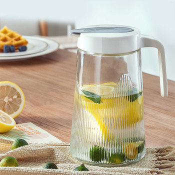 Set din sticlă pentru apă rece, cu dungi verticale, cinci piese, pentru ceai de lămâie, design elegant și minimalist