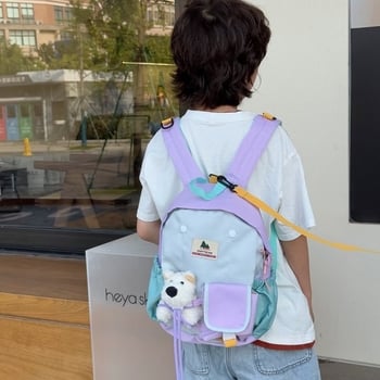 Dječji ranac protiv gubitka s plišanim igračkom, mali ruksak za vrtić, unisex, dizajn blok boja