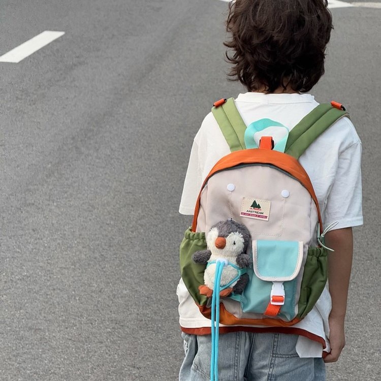 Dječji ranac protiv gubitka s plišanim igračkom, mali ruksak za vrtić, unisex, dizajn blok boja
