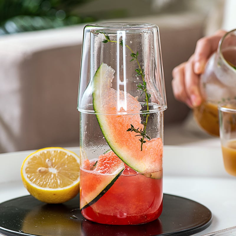 Set japonez pentru o singură porție: sticlă borosilicat pentru băuturi, ceainic și ceașcă de ceai
