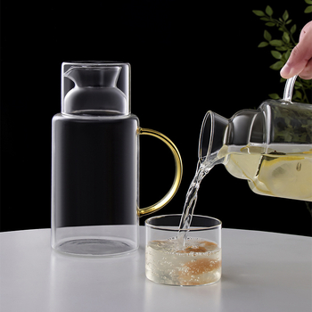 Set minimalist din sticlă rezistent la temperaturi înalte pentru apă rece, cană pentru ceai de fructe, infuzie rece sănătoasă