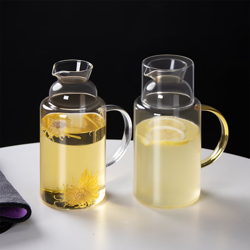 Set minimalist din sticlă rezistent la temperaturi înalte pentru apă rece, cană pentru ceai de fructe, infuzie rece sănătoasă