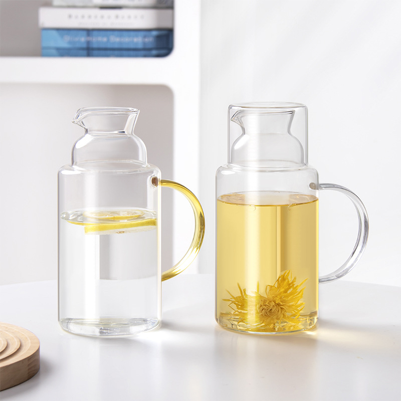 Set minimalist din sticlă rezistent la temperaturi înalte pentru apă rece, cană pentru ceai de fructe, infuzie rece sănătoasă