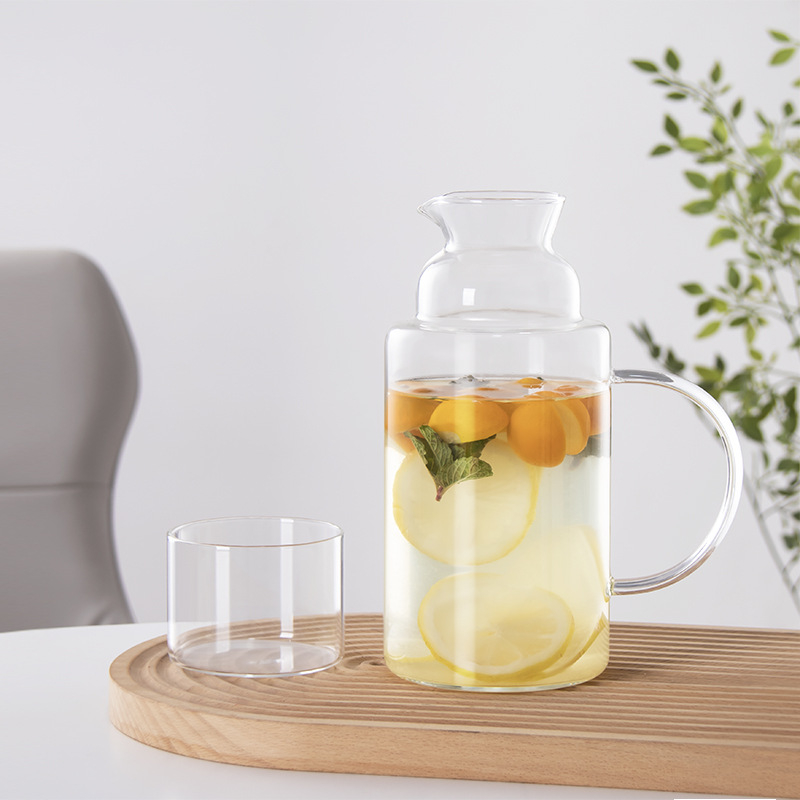 Set minimalist din sticlă rezistent la temperaturi înalte pentru apă rece, cană pentru ceai de fructe, infuzie rece sănătoasă