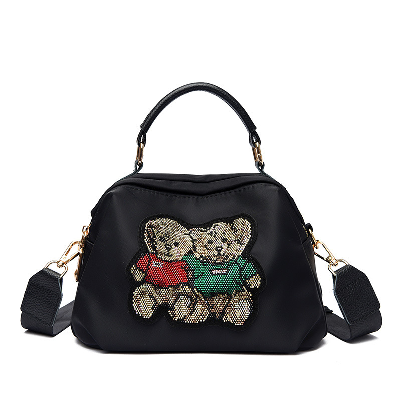 2025 nova ženska torba na rame od visokokvalitetne tkanine s dijamantnim motivom medvjeda, moderna crossbody, lagana torba