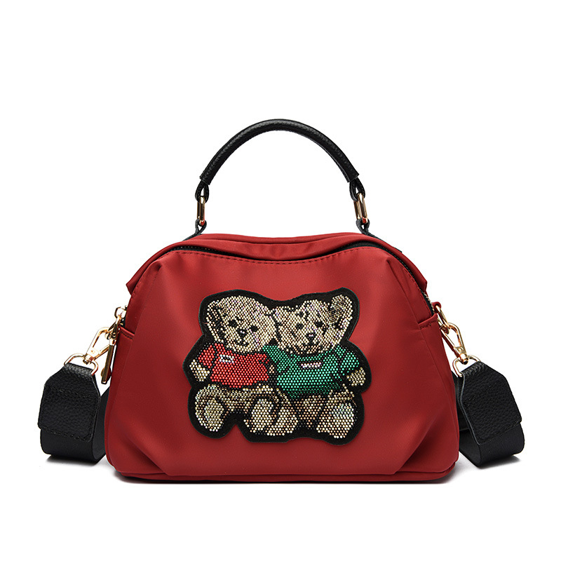 2025 nova ženska torba na rame od visokokvalitetne tkanine s dijamantnim motivom medvjeda, moderna crossbody, lagana torba