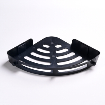 Raft de colț triunghiular pentru baie, montat pe perete, din plastic, finisaj mat, cu mai multe etaje, stil modern minimalist