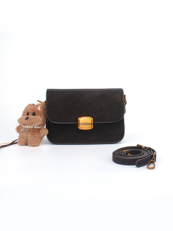 2026 Ženska crossbody torbica u retro stilu, matna koža, mala i svestrana, s plišanim privjeskom