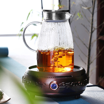 Carafă din sticlă borosilicată rezistentă la temperaturi, pentru apă rece, capac mare, design floral
