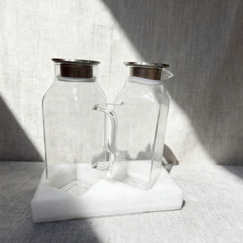 Ceainic din sticlă pătrată pentru apă rece și ceai, capacitate mare, borosilicat, rezistență înaltă la temperatură, stil modern minimalist