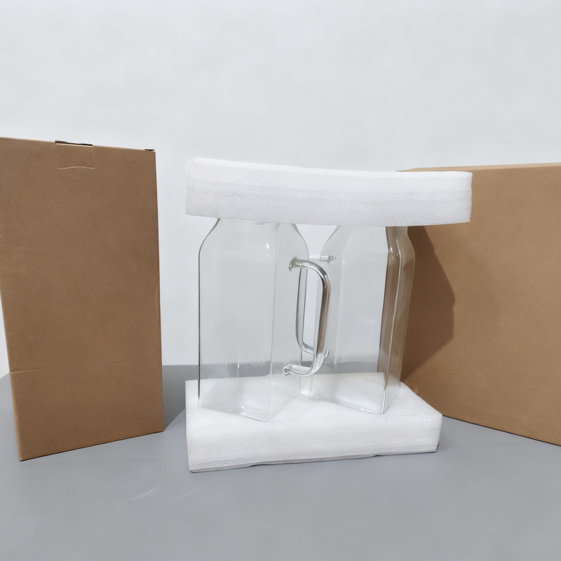 Ceainic din sticlă pătrată pentru apă rece și ceai, capacitate mare, borosilicat, rezistență înaltă la temperatură, stil modern minimalist